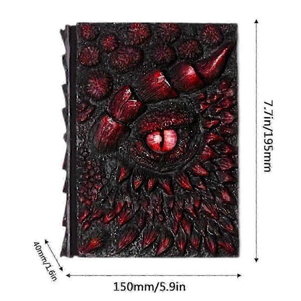 A5 Retro Anteckningsbok med Resin Omslag, 3D Drakrelief, Deluxe Animerad Drakbok för Heminredning,