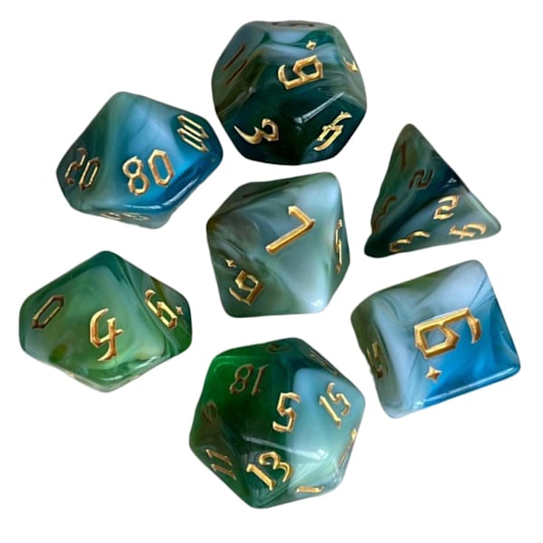 7 x Maalatut Monitahokkaat Nopat Perhepelit DND RPG MTG Korttipeleihin Perheille B