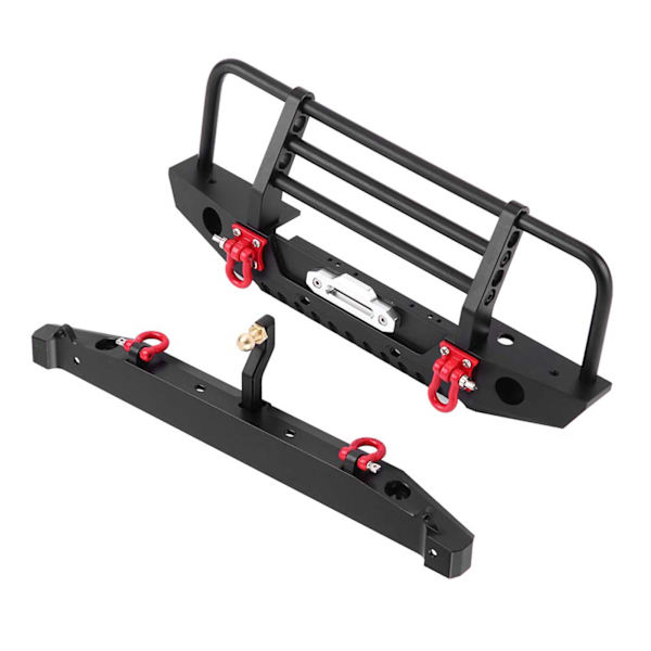 Metallisk Fram- och Bakre Stötfångare med LED-lampor för Traxxax Trx-4 för SCX10II 90046 1/10 RC-bil