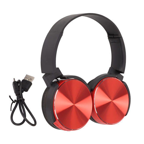 450BT Bluetooth-headset med subwoofer, justerbar, multifunksjonelt trådløst kort spillheadset for spill, rødt
