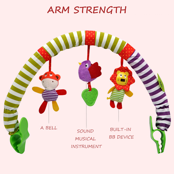 Tegneserie Dyr Baby Rejse Lege Bøjle Barnevogn Krybbe Aktivitets Bar Dyr Plys Legetøj