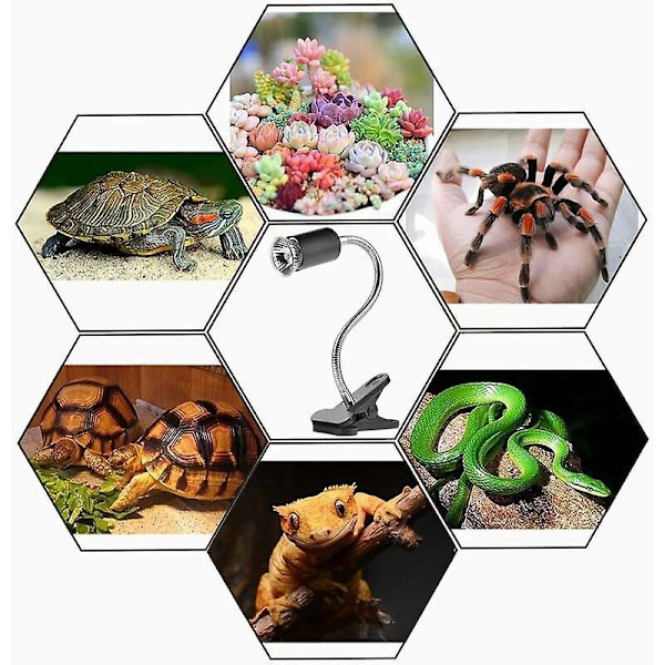 Reptil Lampe Opvarmet Skildpadde Lampe med 360° Rotation Lang Base til Reptiler og Padder