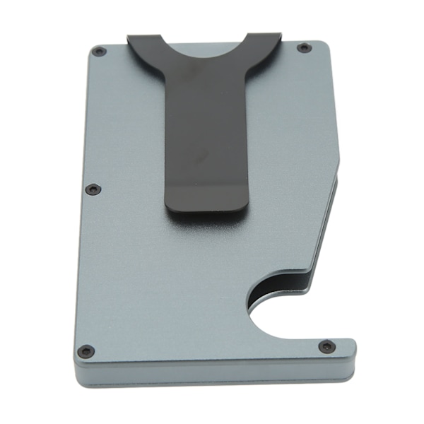 Korthållare i aluminiumlegering, antimagnetisk, stöldskyddad, automatisk utmatning, kreditkortsfodral, grå