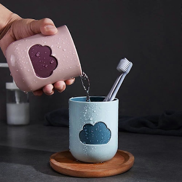 Plastkopp, 4 stk. Tannbørste Kopp Munnskyllkopp Reise Munnskyllkopp Sky Mønster Design for Piknik, Utendørs og Hjemmefester (4 farger)