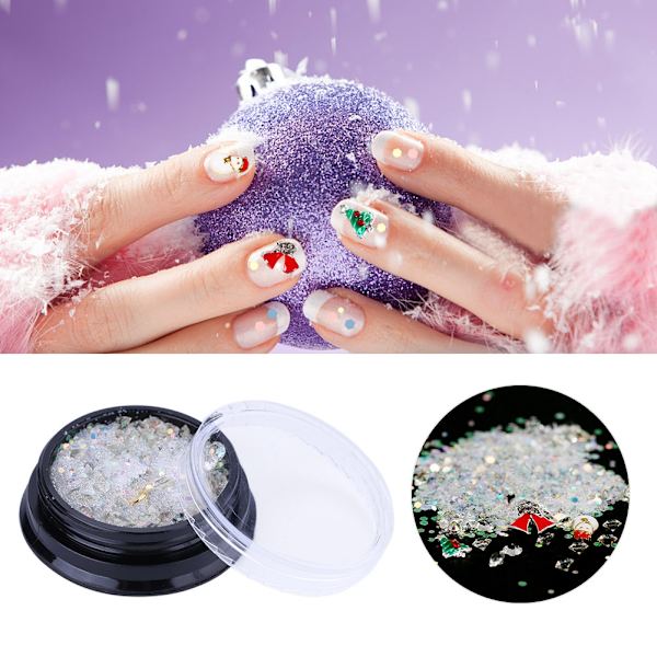 Nagelkonstdekoration Jul Strass Legering Paljett Mix Manikyr Dekaler #01