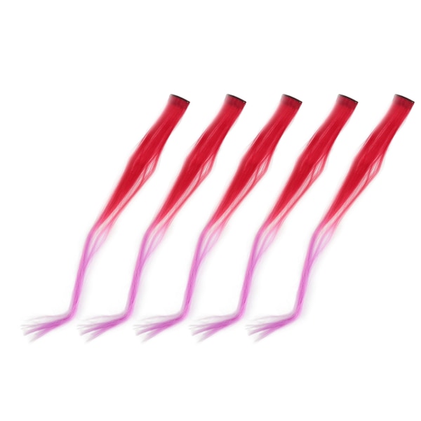 10 stk farget klips i hårpynt Gradient Langt rett syntetisk hårforlenger hårstykke for Cosplay Party Mørk Rød Gradient Lilla