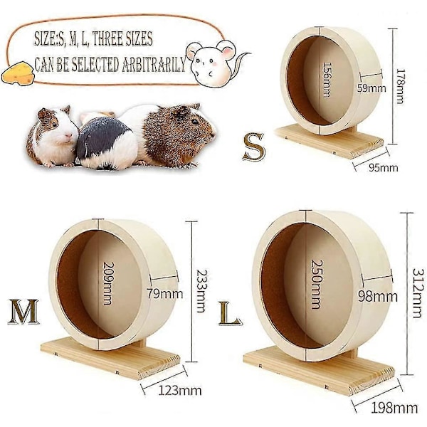 Hamsterhjul, Hamsterhjul Ljuddämpare Trä Hamsterhjul Gerbil Chinchillahjul Litet Gnagarehjul (s)
