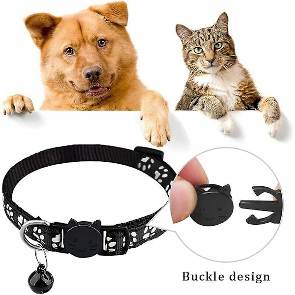 Reflekterande Kattungehalsband, 2 st Anti-Stryp Katt-halsband med Bjällra och Säkerhetsspänne för Katt Kattunge Valp Reflekterande -
