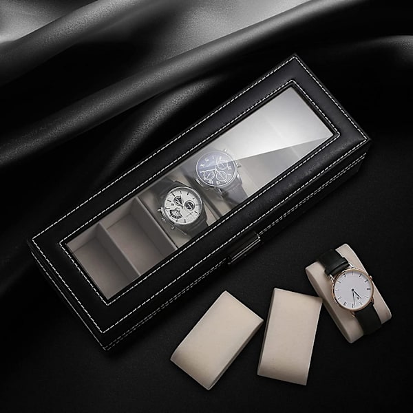 Watch med 6 fack, Pu- watch Display case, organizer
