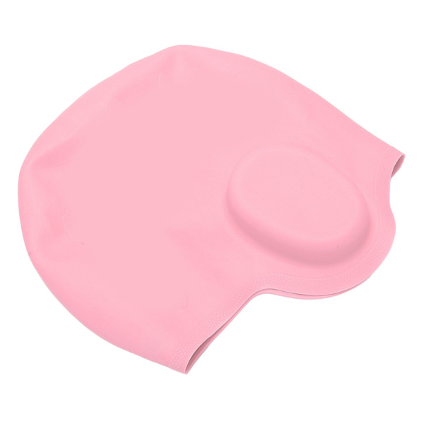 Hög elasticitet barn silikon cap 3D hörselskydd cap för kort långt hår Rosa
