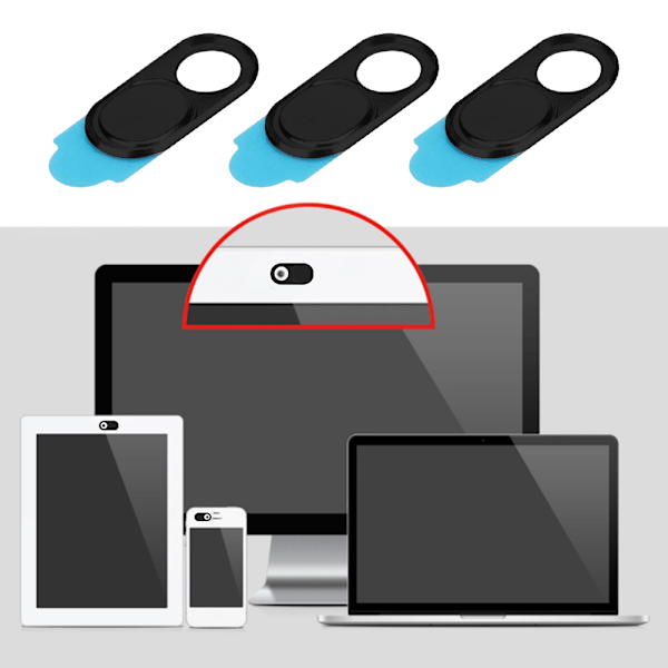 3 kpl metalliobjektiivin suojuskameran tietosuojatarra verkkokameran suojus älypuhelimille tableteille (hopea)