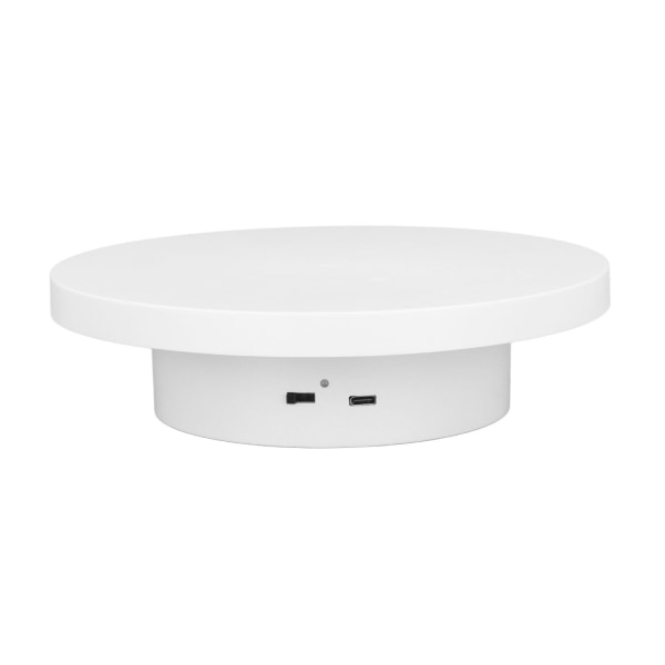 Vit automatisk 360° roterande displayplatta 3KG lastbärande elektrisk displayplatta stativ för butik diameter 20cm/8in