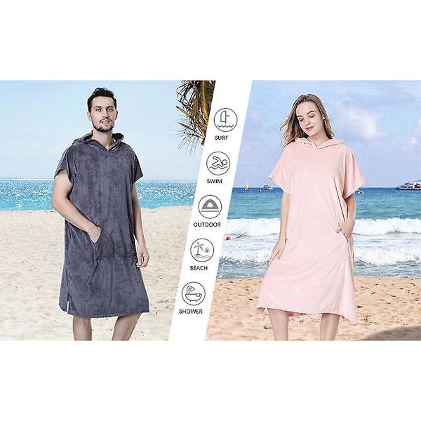 Rosa bomullshandduk med huva för barn med fickor - perfekt för simning, semester, strand, surfing och bad