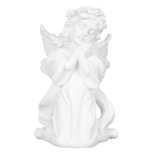 Harpiks Bedevinkel Figur Hvid Bøn Pige Vinkel Ornament Hold Kindvinger Keruber Skulptur til Bogreol Soveværelse Bryllupsdag