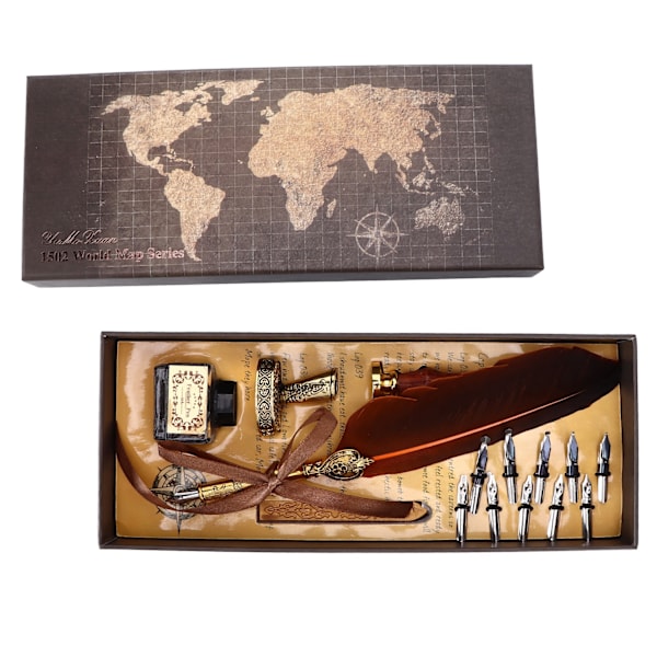 Kalligrafipen Retro Elegant Snidad Mönster Hållbar Bärbar Attraktiv Dekorativ Skrivmaterial för HemMaroon