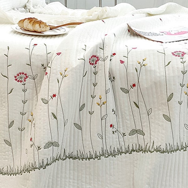 Bomullstäcke Ren färg Hemmode Elegant Tencel Broderimönster Bomull Sommar Kyltäcke Vit 2 X Örngott 48x74cm