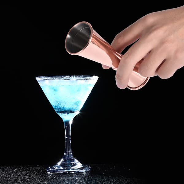304 rustfritt stål bar vin cocktail shaker dobbel jigger bartending måleverktøy tilbehør rosegull