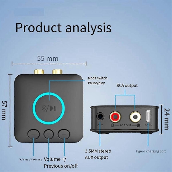 Qualcomm Bluetooth 5.1 Receiver til Aux/Rca Gammel Audio Forstærker Audio Afspiller