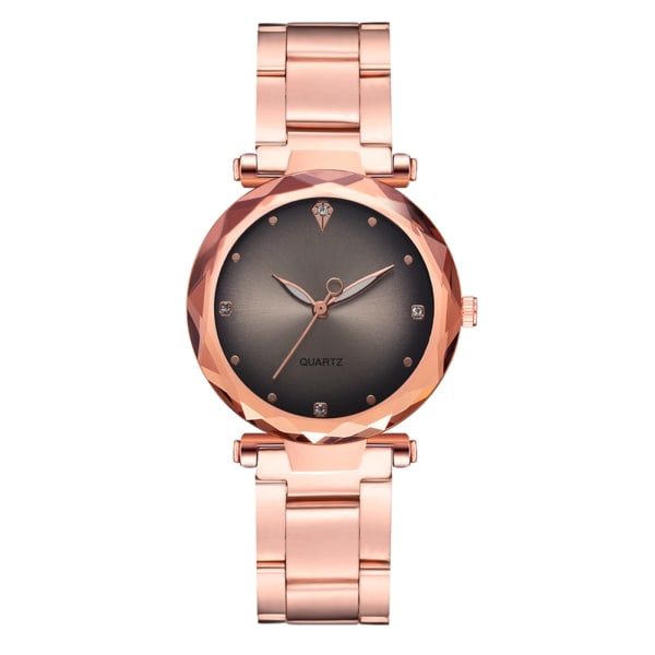 Fashion Alloy Band Quartz Watch Gradient Color Dial Rhinestone Kvindeur (grå)