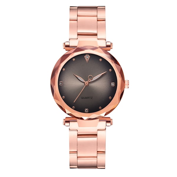 Fashion Alloy Band Quartz Watch Gradient Color Dial Strass Watch (grå)