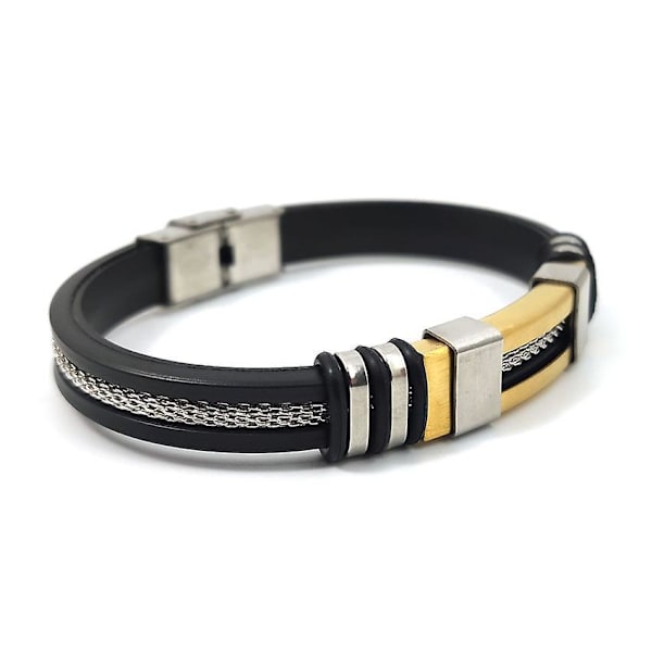 Justerbar silikonearmbånd til mænd - rustfrit stål armbånd i guld