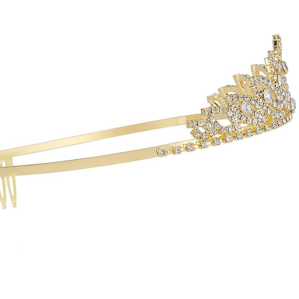 Guld Krystal Rhinestone Bryllup Tiara Kam - Prinsesse Pageant Brudebal Pandebånd