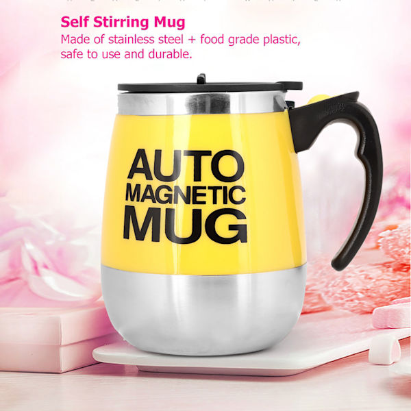 Elektrisk kaffemugg med omrörning, självomrörande magnetisk mugg (gul)