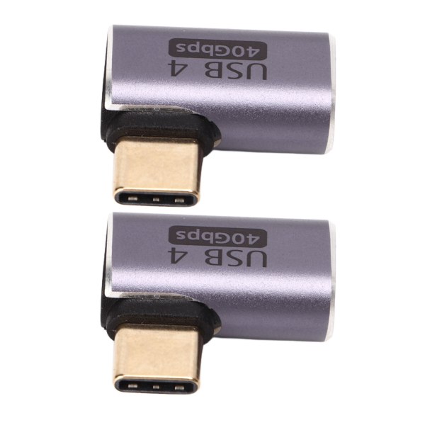 2 kpl Type C uros-naaras oikea kulmaliitin 40 Gbps 90 asteen USB C -sovitin lähetyksen lataamiseen