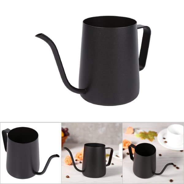 Sort rustfrit stål kaffe drypkedel med lang svanenhals tud (350 ml)