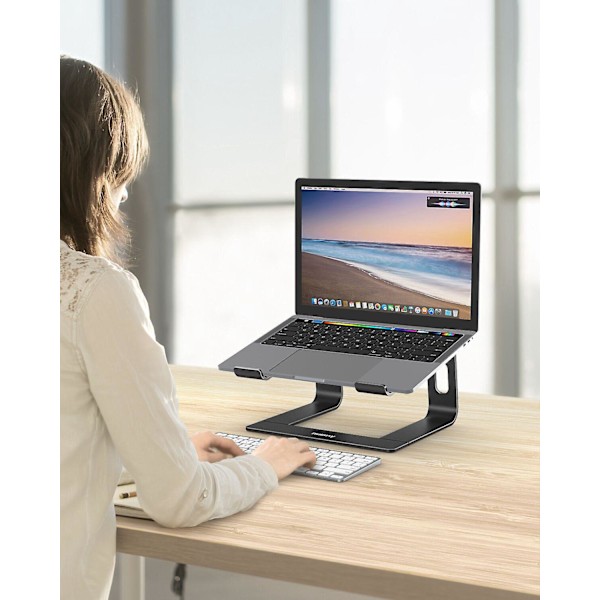 Ergonomisk Laptop Stativ Aluminium Support Kompatibel med Sort Farve