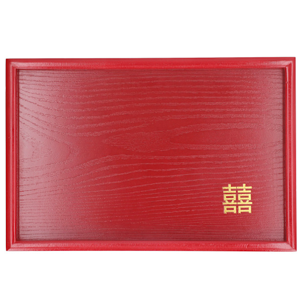 Wood Serving Tray Decorative Serving Platter Snack Fruit Plate for Living Room Coffee Table Kitchen CounterTop Red Square S