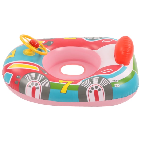 Oppustelig Yacht Pool Float med Styrehjul PVC Anti-lækage Benhuller Toddler Swim Float til Svømning Sommer Rød Bund