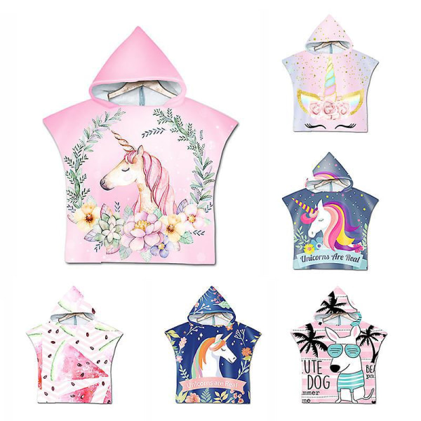 Unicorn Hooded Kids Beach Handduk för pojkar och flickor - Snabbtorkande toddler Pool Wrap