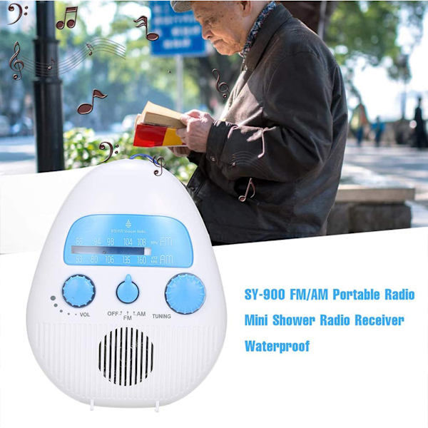 Mini duschradio Vattentät badradio Batteridriven ​FM/AM-radio