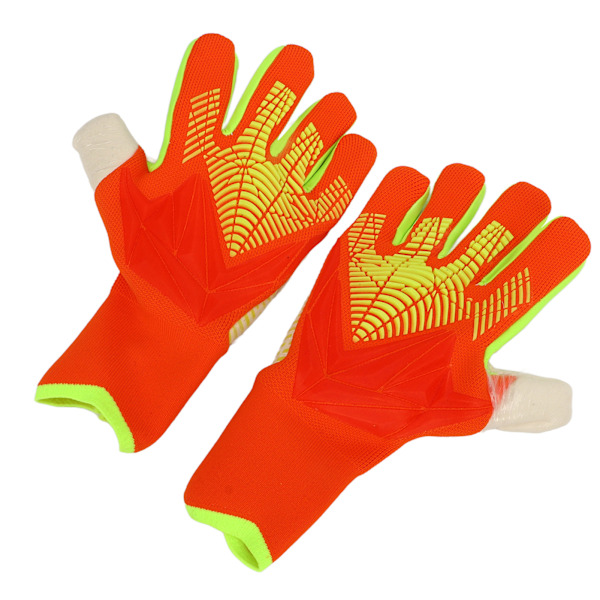 Fodboldmålmandshandsker til mænd og kvinder i latex og nylon med anti-slip, åndbar fingerbeskyttelse - Fodboldmålmandshandsker til træning og konkurrence - Orange - Størrelse 9