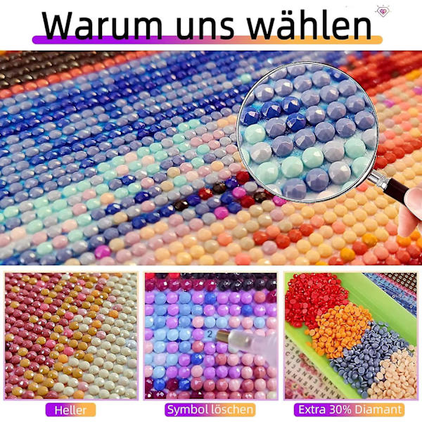 Upea 5D- diamond painting aikuisille ja lapsille - 30x40 cm timanttijalokivikristalliristipistoseinäkoriste