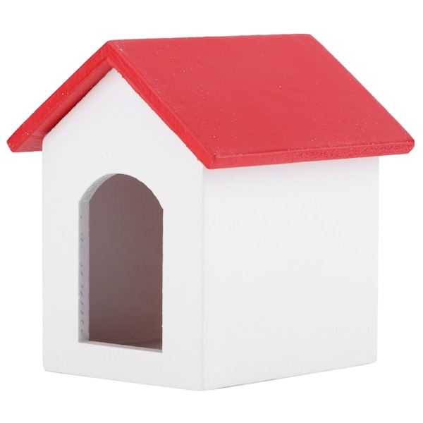 1:12 Dockhus Trähundhus Simulerad Miniatyr Kennelmodell Lekleksakstillbehör Rött Tak Vit Vägg Kennel