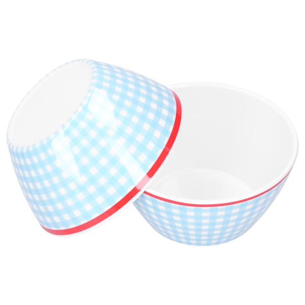 4 stk. 6 tommer salatskål middagsserveringsskålsæt køkken imitation porcelæn middagsstel lyseblå gitter