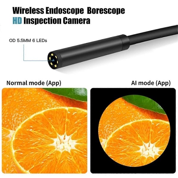 Puhelimen universaali 5 megapikselin HD langaton endoskooppikamera 5,5 mm:n linssillä