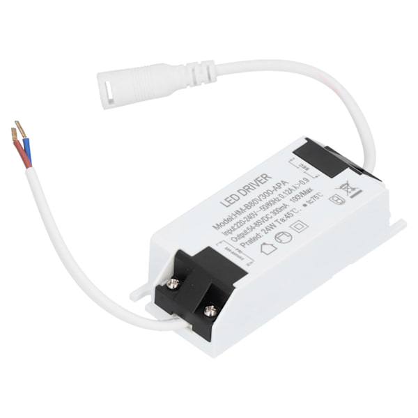 24W LED Driver Transformator med kabel konstant ström 300mA Ingång AC220-240V Utgång DC54-85V