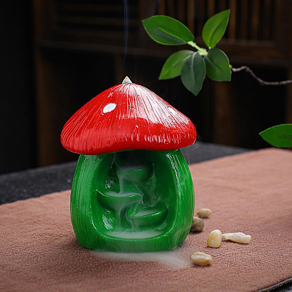 12*10cm Søte Sopper Røkelsesbrenner Foss Bakover Røkelsesbrenner Kreativ Resin Øse Teseremoni Sandeltre Hjem Bakstrøm Grønt Resin Materiale