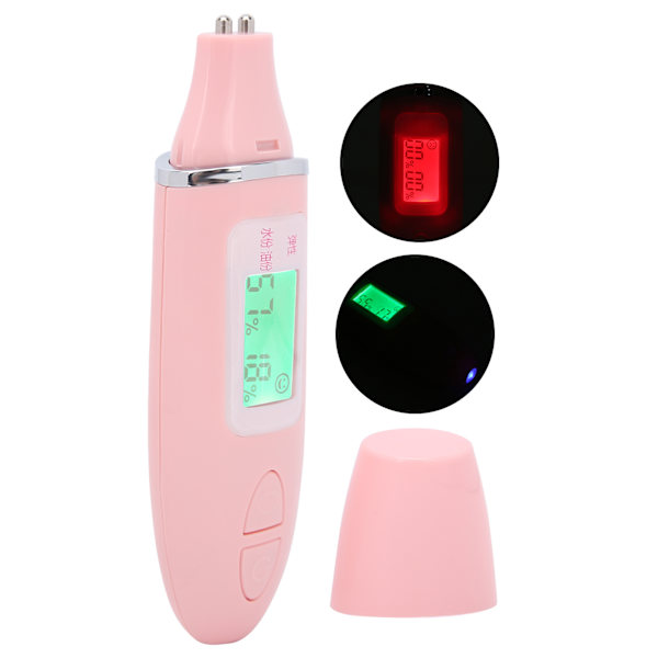 Multifunktionel hudfugtighedstester LCD-display ansigtshud vandolie sensoranalysator Pink