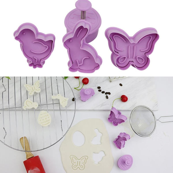 9PCS/Set Påskformar Plast Djur Biscuit Cutter Cartoon Kanin Mögel Bakverktyg Cupcake DIY Tillbehör