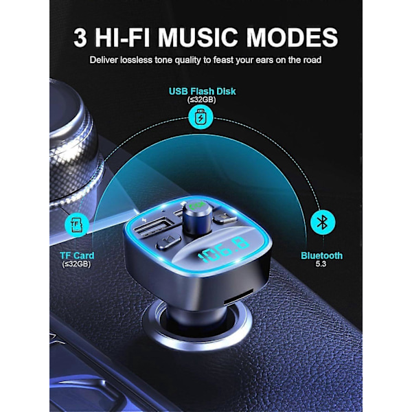 Auton MP3-soitin Bluetooth FM-lähetin, handsfree-puhelut, kaksi USB-porttia, tukee TF-korttia ja USB-muistitikkua