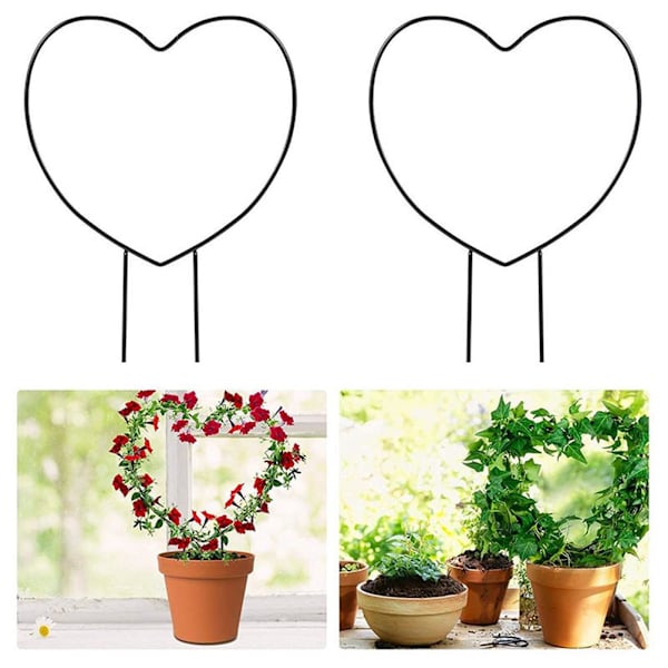 2 stk. Sort Jern Havehegn til Klatreplanter Vinstok Plante Metal Støttetråd Hjerteformet Planter Klatrestativ