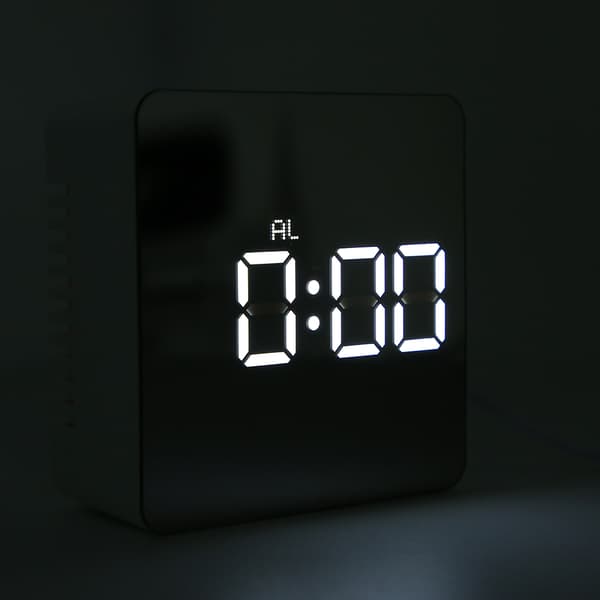 Multifunktionell LED-väckarklocka Skrivbordsmakeup Spegel Timer Digital klocka
