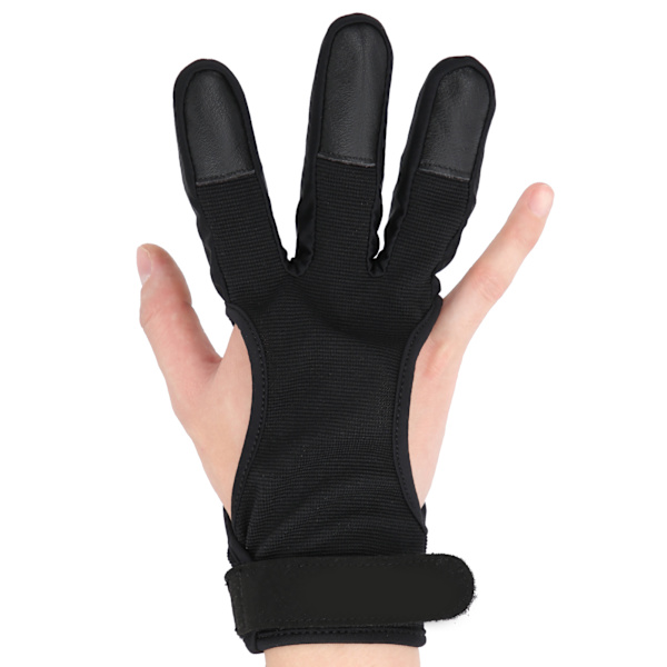 Utomhus Sport Bågskytte Fingerskydd Antiskid Andningsbar Tre Fingrar Skyddsskyddsvart S/M