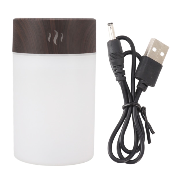 Mini Luftfuktare 260ml 5V USB Laddning Färgglad LED Nattljus Trästruktur Skrivbords Luftfuktare för Sovrum Kontor Bil Mörk Trästruktur