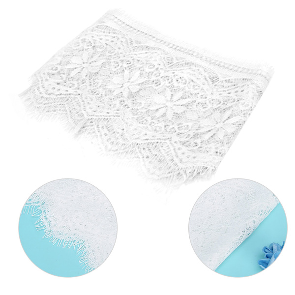 14,5 cm polyester silke kläder broderi spets DIY klänning hantverk tyg kläder dekoration vit