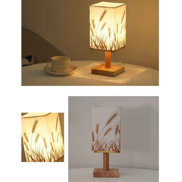 Sängbordslampa Ögonskydd USB driven tyglampskärm Modern Minimalistisk Nattbordslampa för sovrumsstudie Fast ljusstyrka Ear of Wheat